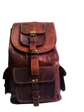 18" Leather Backpack Travel rucksack knapsack daypack Bag for men women