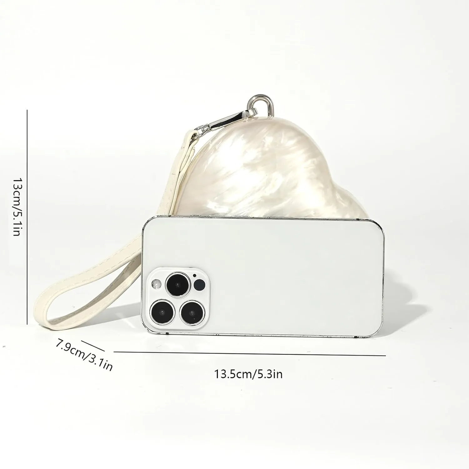 Acrylic Clutch Purse,Women Clutch Pearl Handbag Wedding Guest Evening Bag Bride Pearl Chain Dress Seashell Mini Purse