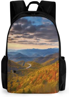 Backpack with Pocket,Blue Ridge Parkway Mountains Print Travel Backpack,stylish Backpacks,hiking Outdoor Casual Carry on Backpack
