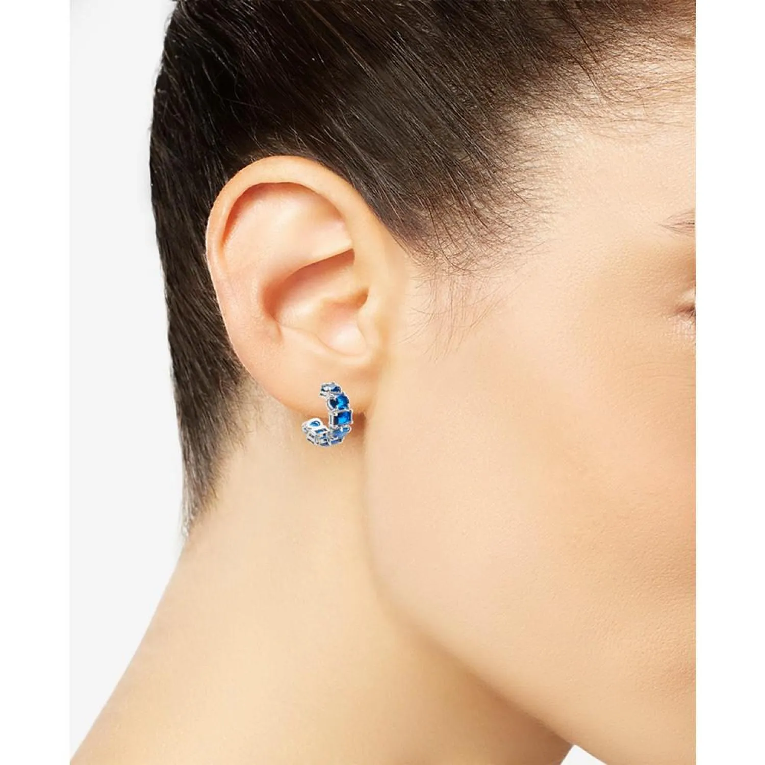 Candy Shop Crystal Small Hoop Earrings, 0.6"