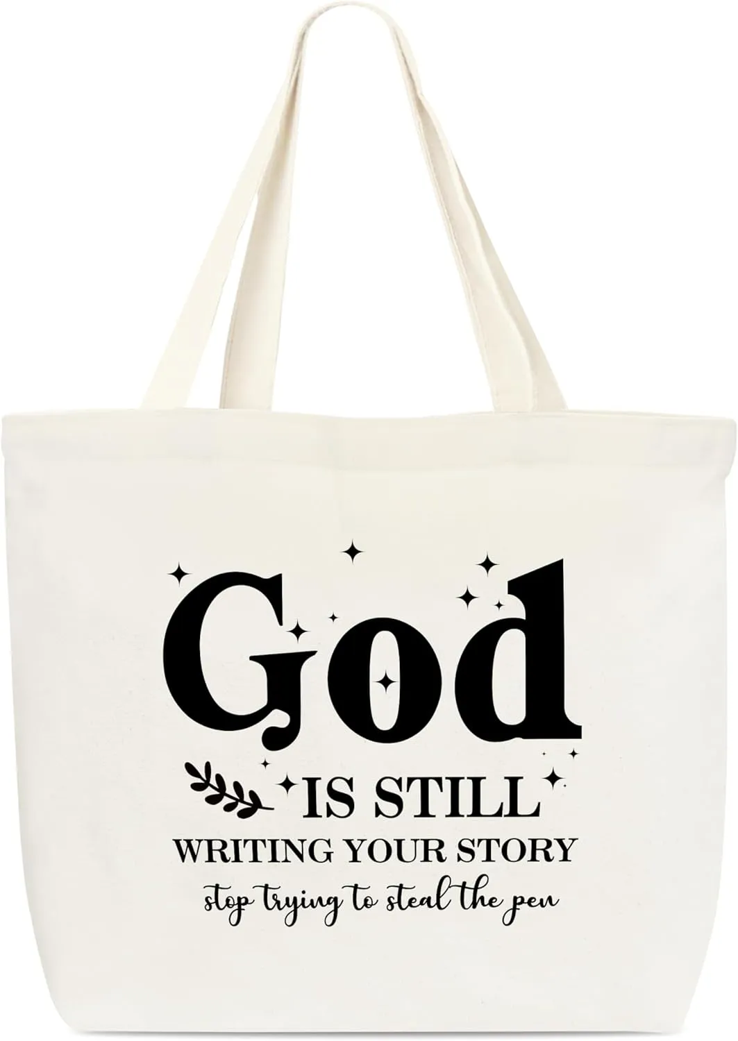 Canvas Tote Bag, God Still Writing Your Story Tote Bag,Minimalist Gift Tote, Inspirational Christian Tote Bag, Reusable Grocery Shopping Bag, Library Shoulder Bag For Women Man Sister Friends C(29)