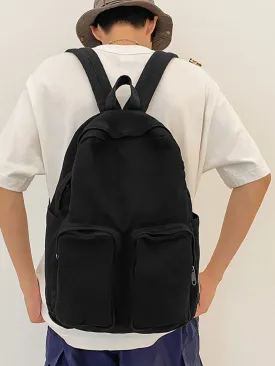 Casual Solid Canvas Large Capacity Couple Backpack