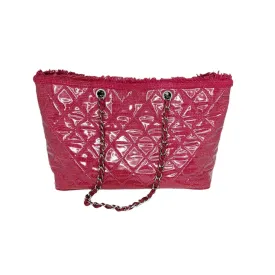 Chanel Bag Vinyl Quilted Funny Tweed Tote Pink