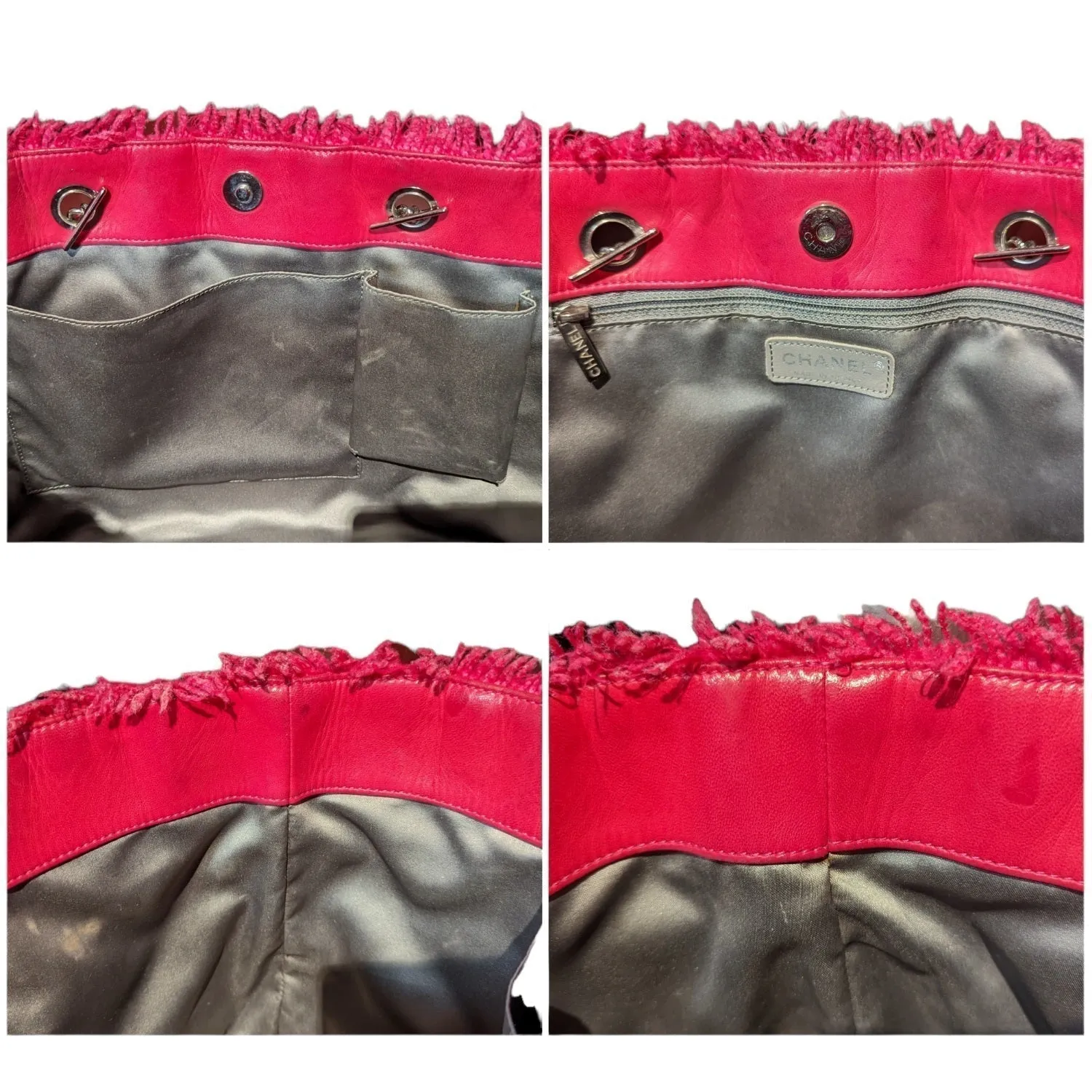 Chanel Bag Vinyl Quilted Funny Tweed Tote Pink