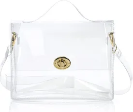 Clear Bag with Turn Lock Closure Women's Cross Body Handbags Stadium Approved