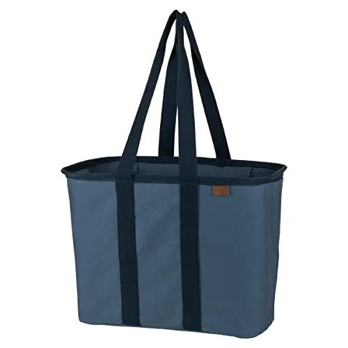 CleverMade 30L SnapBasket LUXE - Reusable Collapsible Durable Grocery Shopping Bag - Heavy Duty Large Structured Tote, Heather Grey