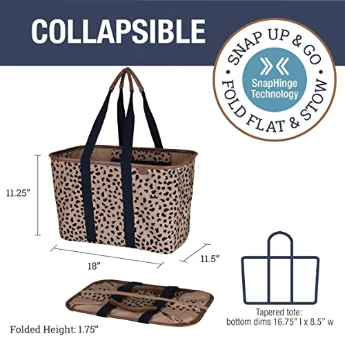 CleverMade 30L SnapBasket LUXE - Reusable Collapsible Durable Grocery Shopping Bag - Heavy Duty Large Structured Tote, Heather Grey