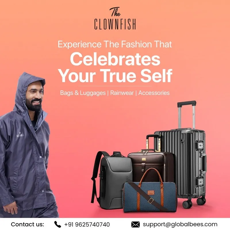 Clownfish Laptop Bag - Stylish, Water-Resistant Backpack with USB Port | 17inch | Grey
