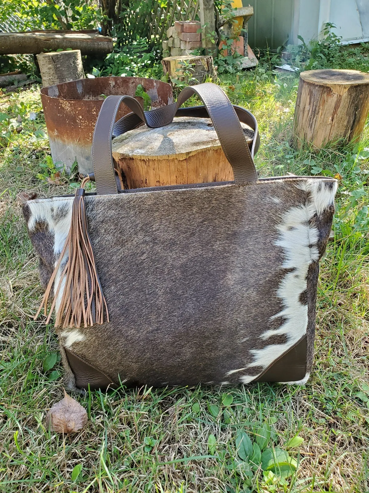 Cowhide Messenger Purse