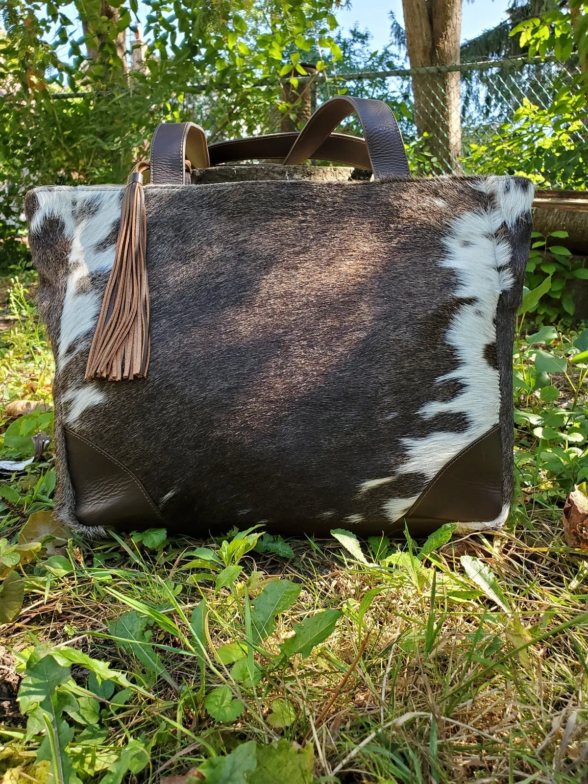 Cowhide Messenger Purse