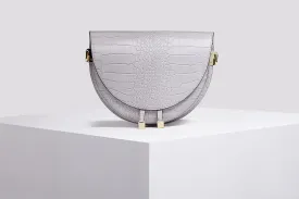 Croco leather messenger bag in grey