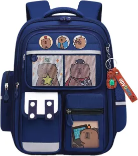 Cute Capybara Backpack Large Capacity for Women Kawaii Bag Waterproof Laptop Casual Daypack Handle for Travel (Blue)