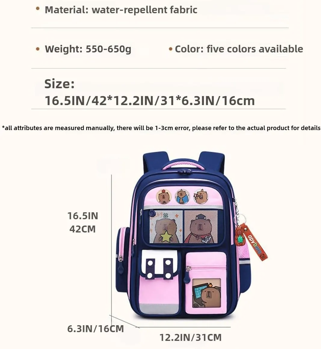 Cute Capybara Backpack Large Capacity for Women Kawaii Bag Waterproof Laptop Casual Daypack Handle for Travel (Green)