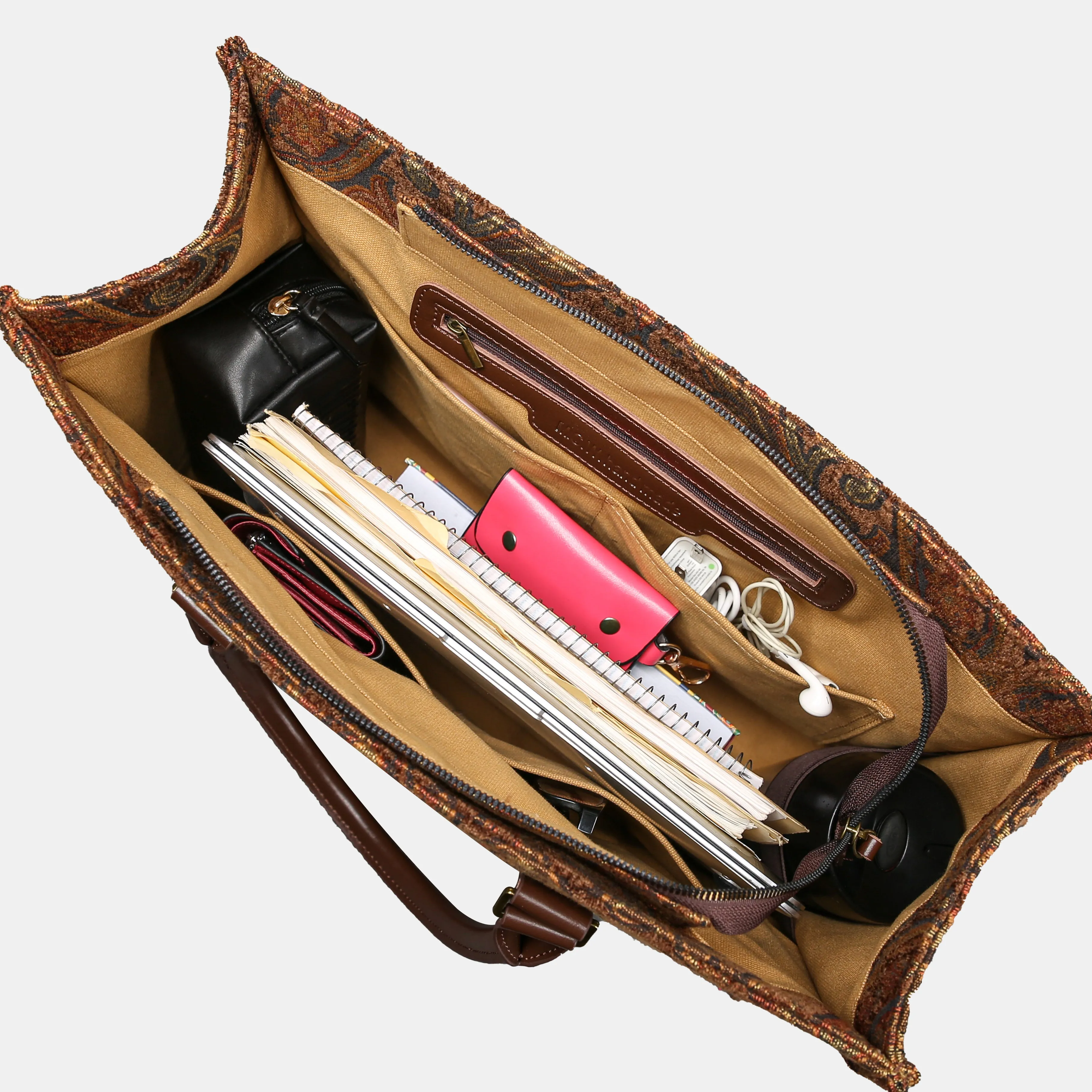 Damask D. Brown Laptop Work Tote