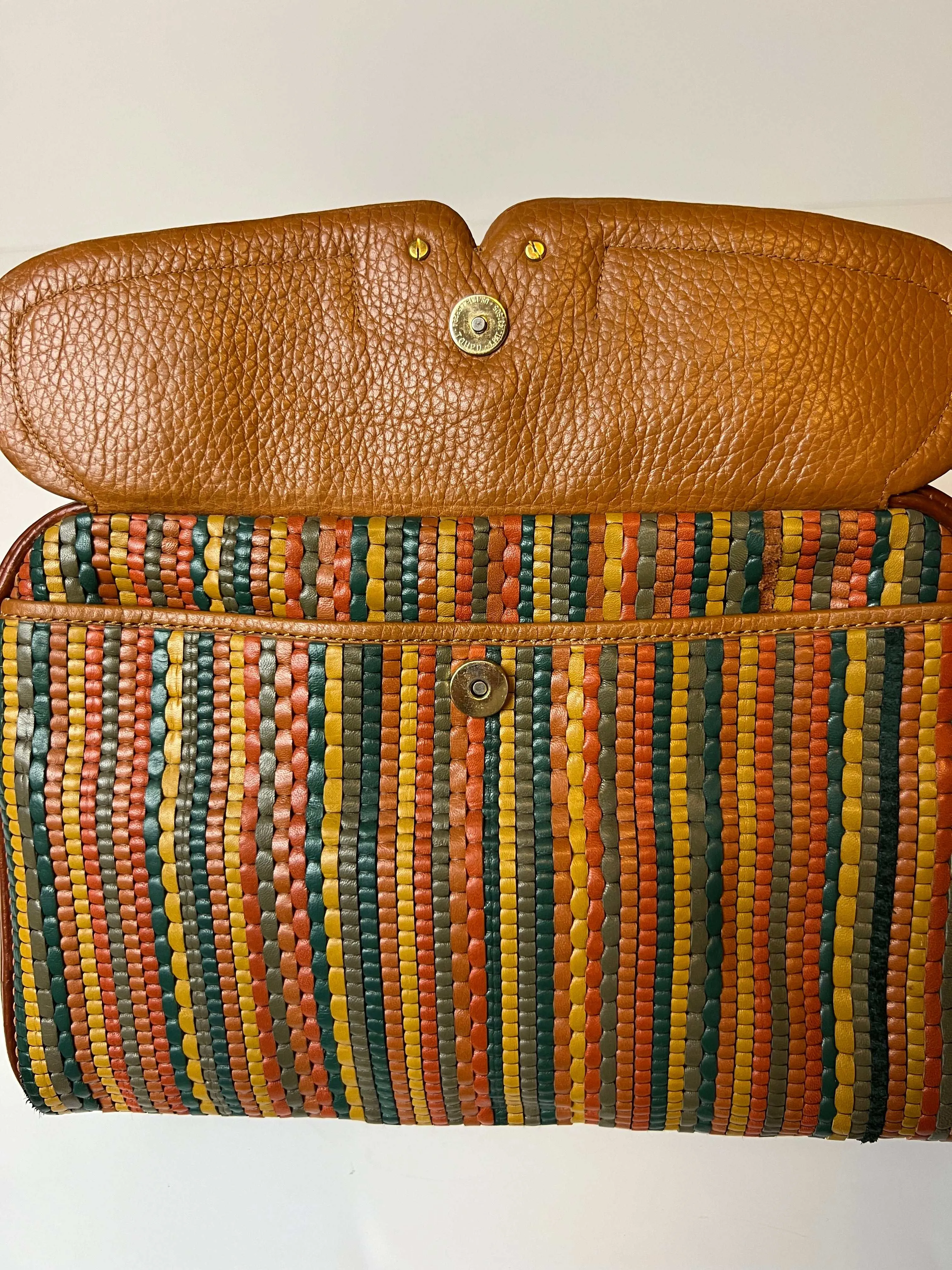 Delvaux crossbody bag in orange terracotta toile de cuir mid 90s