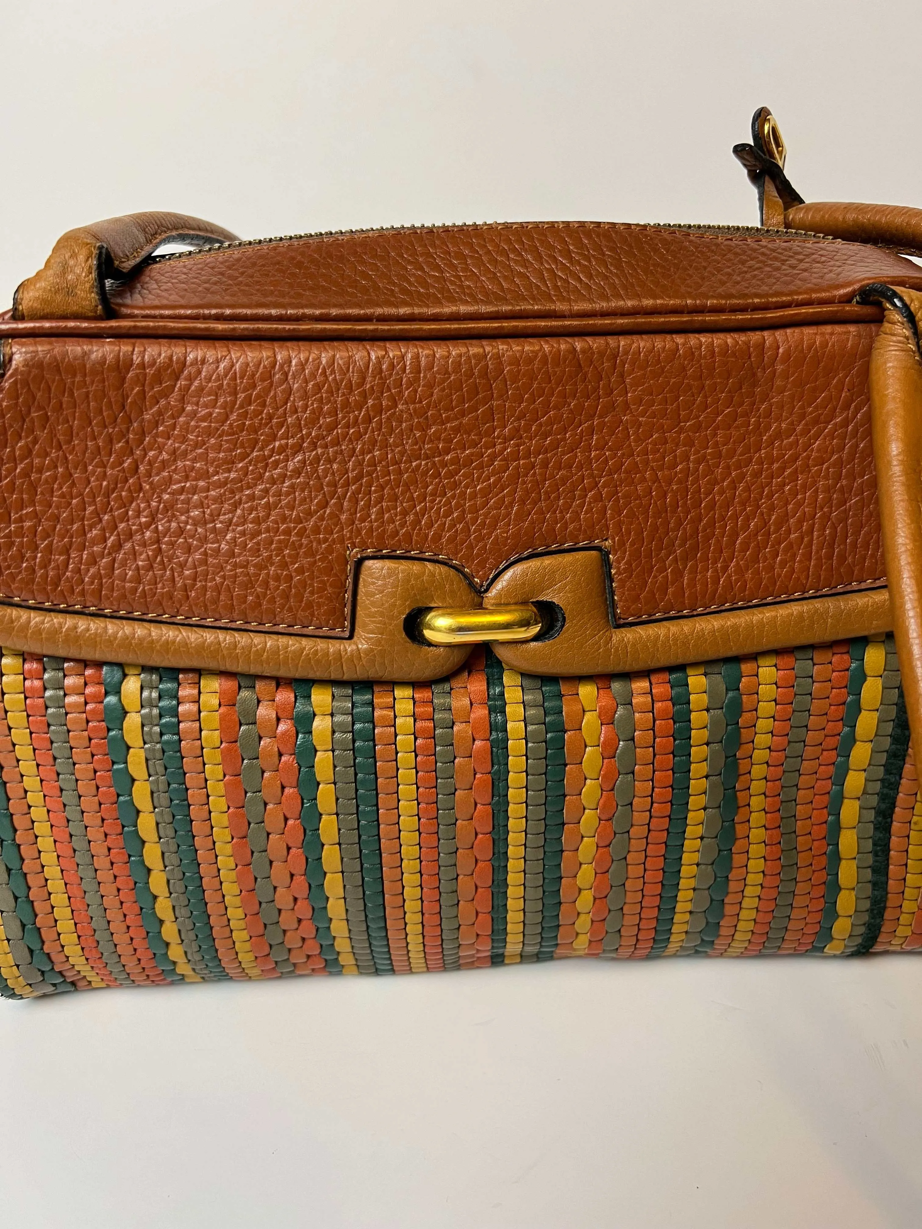 Delvaux crossbody bag in orange terracotta toile de cuir mid 90s