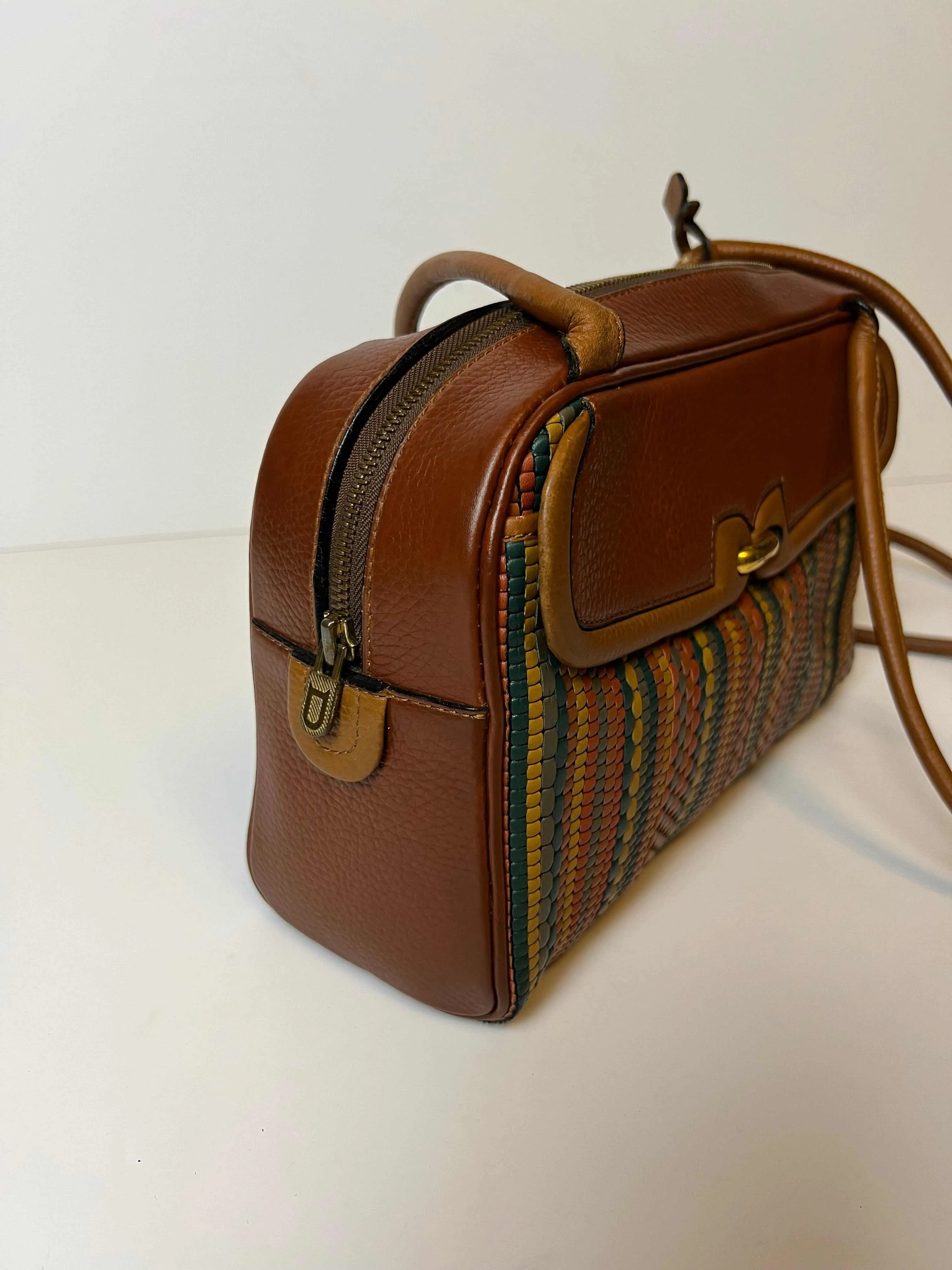 Delvaux crossbody bag in orange terracotta toile de cuir mid 90s
