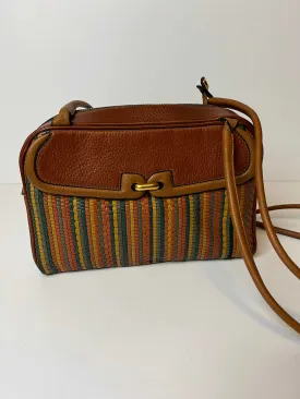 Delvaux crossbody bag in orange terracotta toile de cuir mid 90s