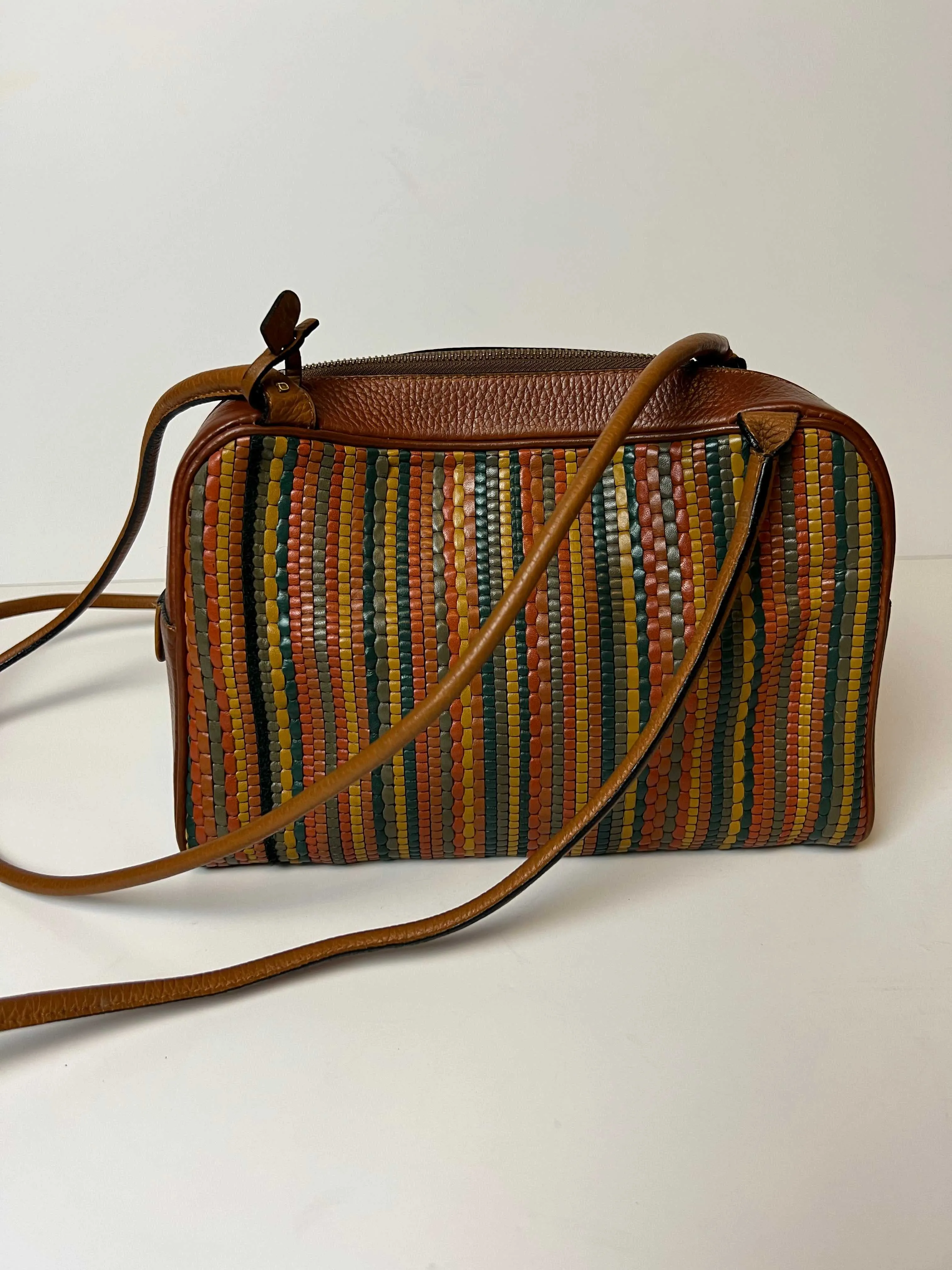 Delvaux crossbody bag in orange terracotta toile de cuir mid 90s