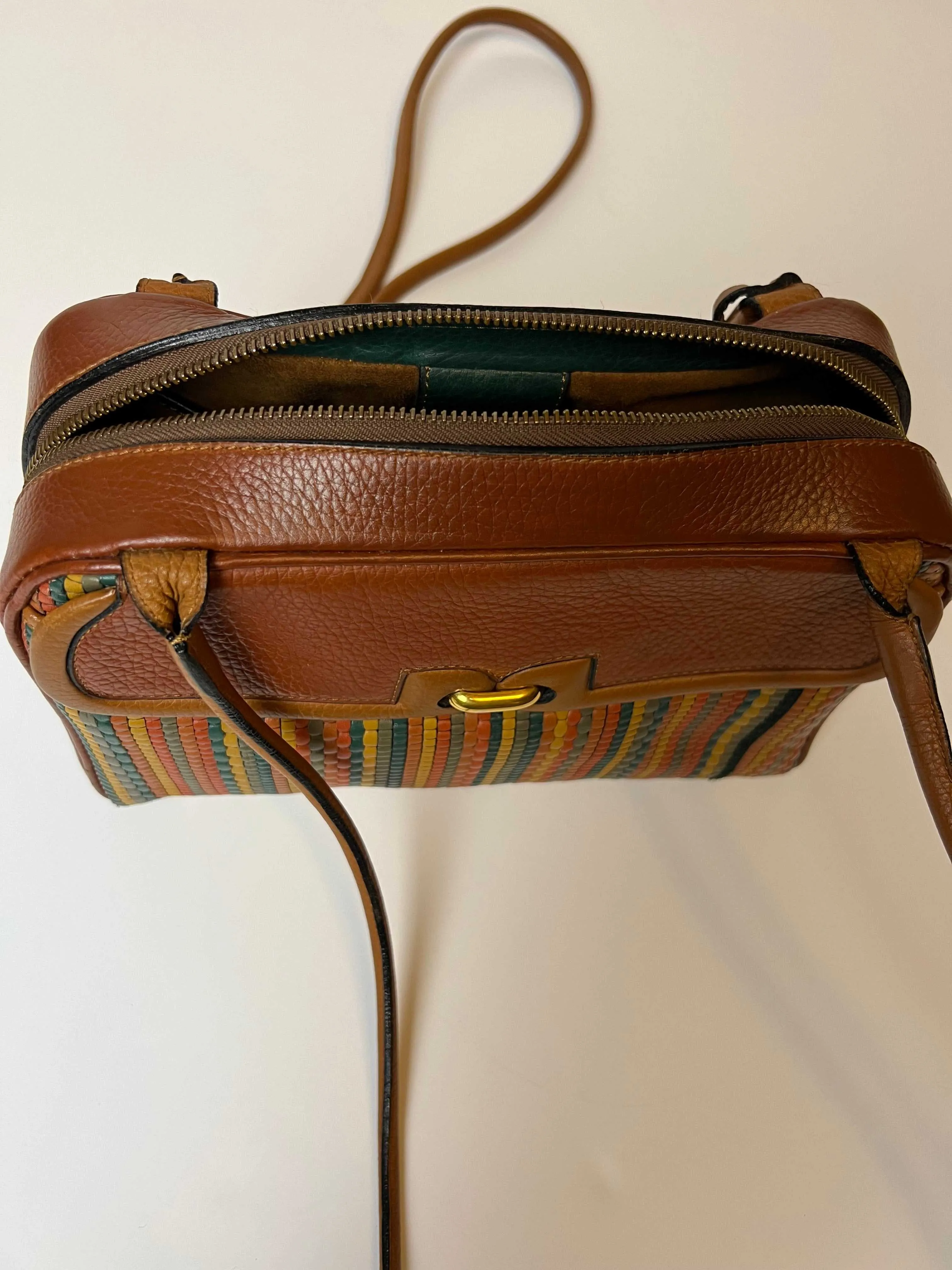 Delvaux crossbody bag in orange terracotta toile de cuir mid 90s