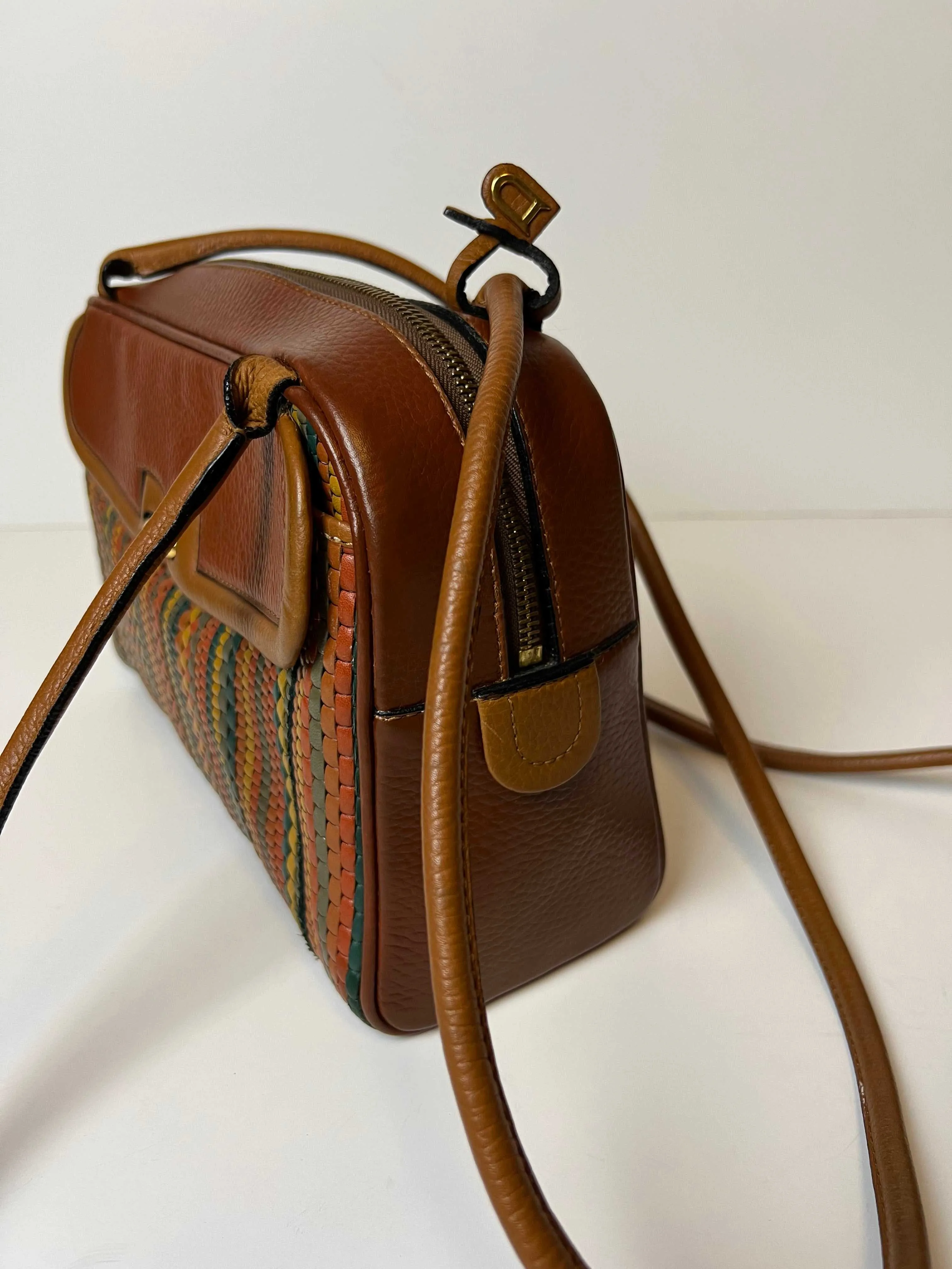 Delvaux crossbody bag in orange terracotta toile de cuir mid 90s