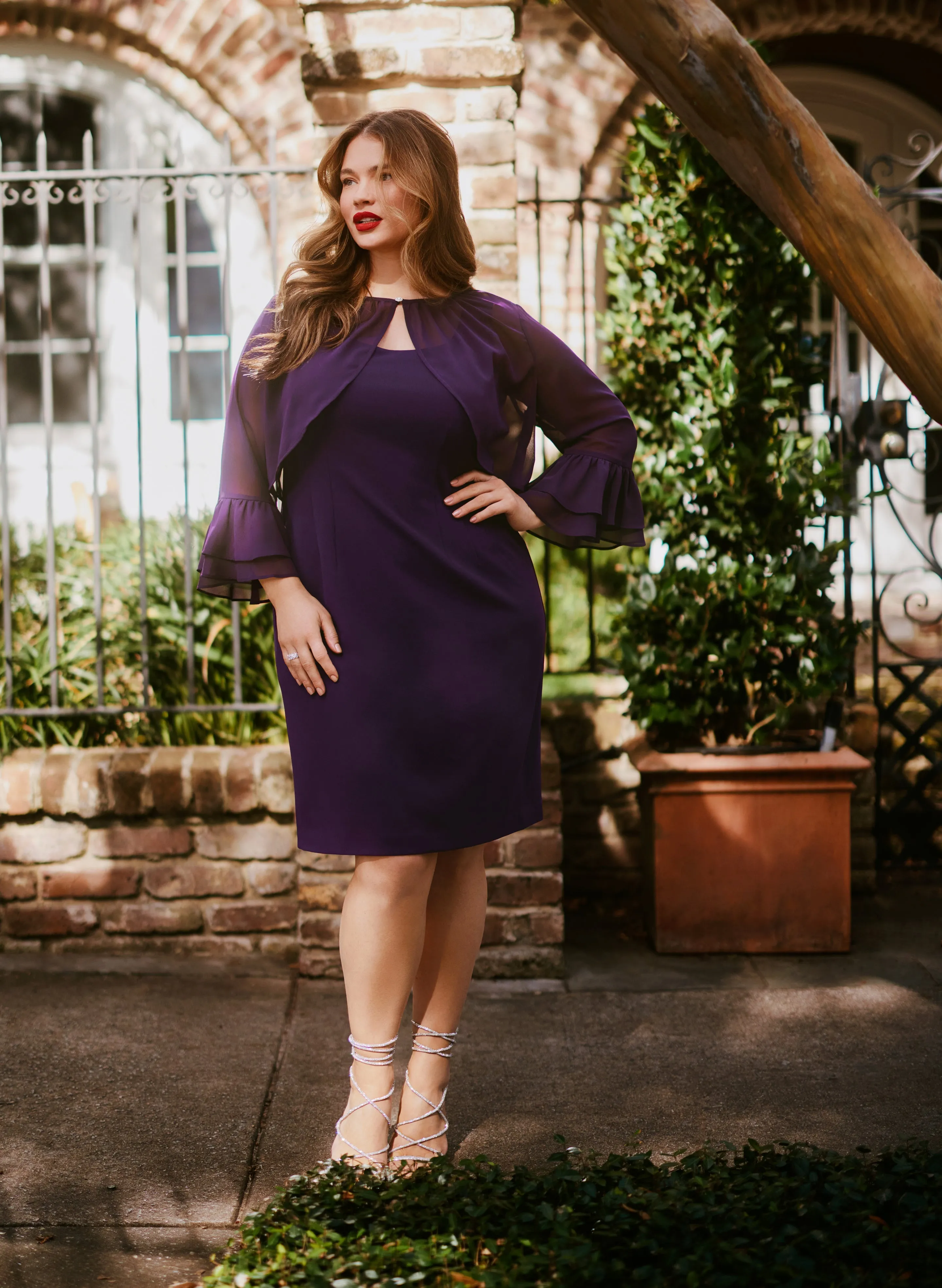 Dress and Flare Sleeve Bolero Set