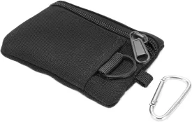 EDC Pocket Pouch, Mini Molle Pouch Wallet Tactical Keychain Pouches Multi Function Carabiner Gadget Utility Organizer Key Card Case Zipper Portable Military Outdoor Bag Tactics Waist(Black)