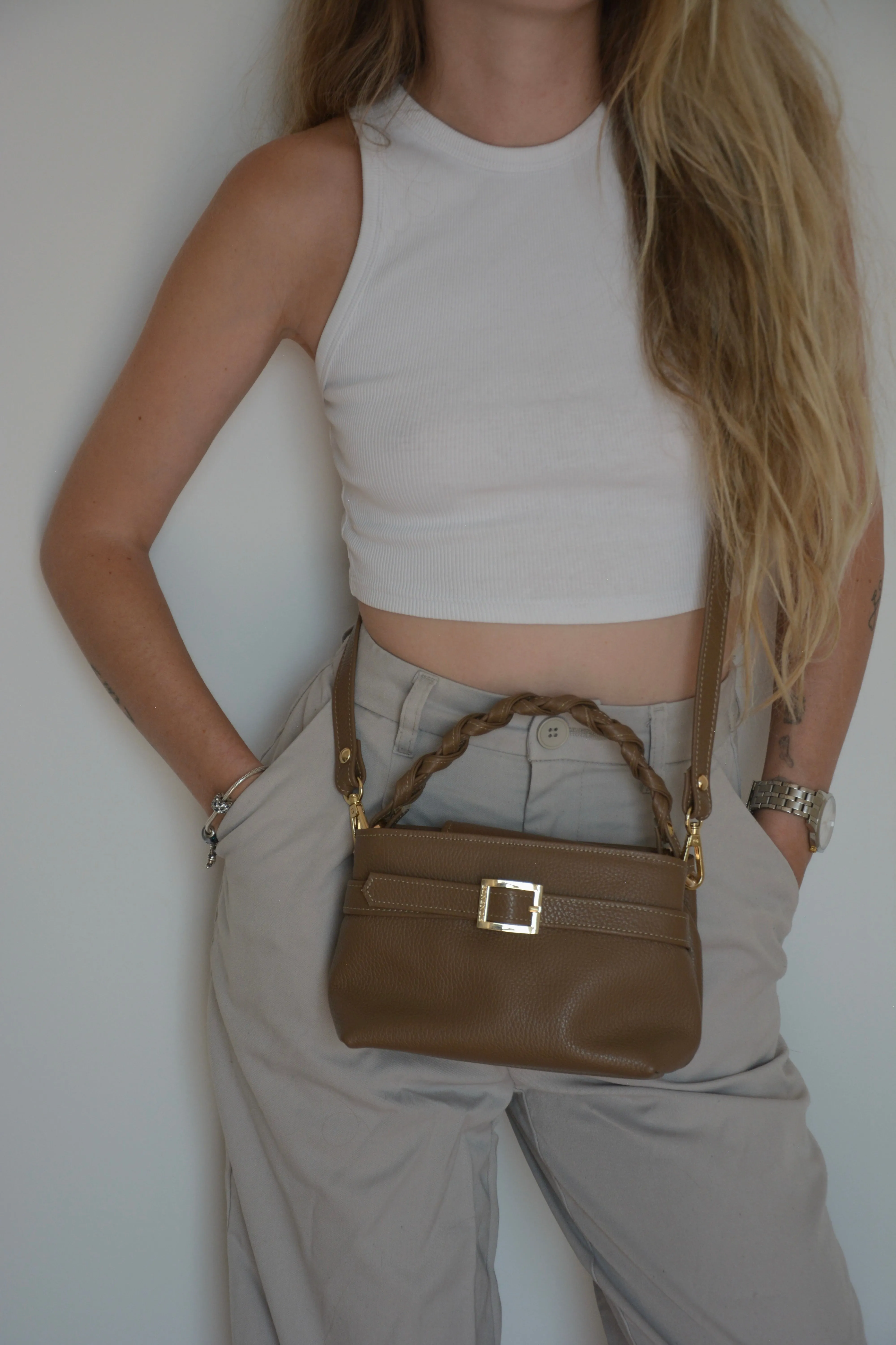 Emily 20 Leather Handbag- Cream