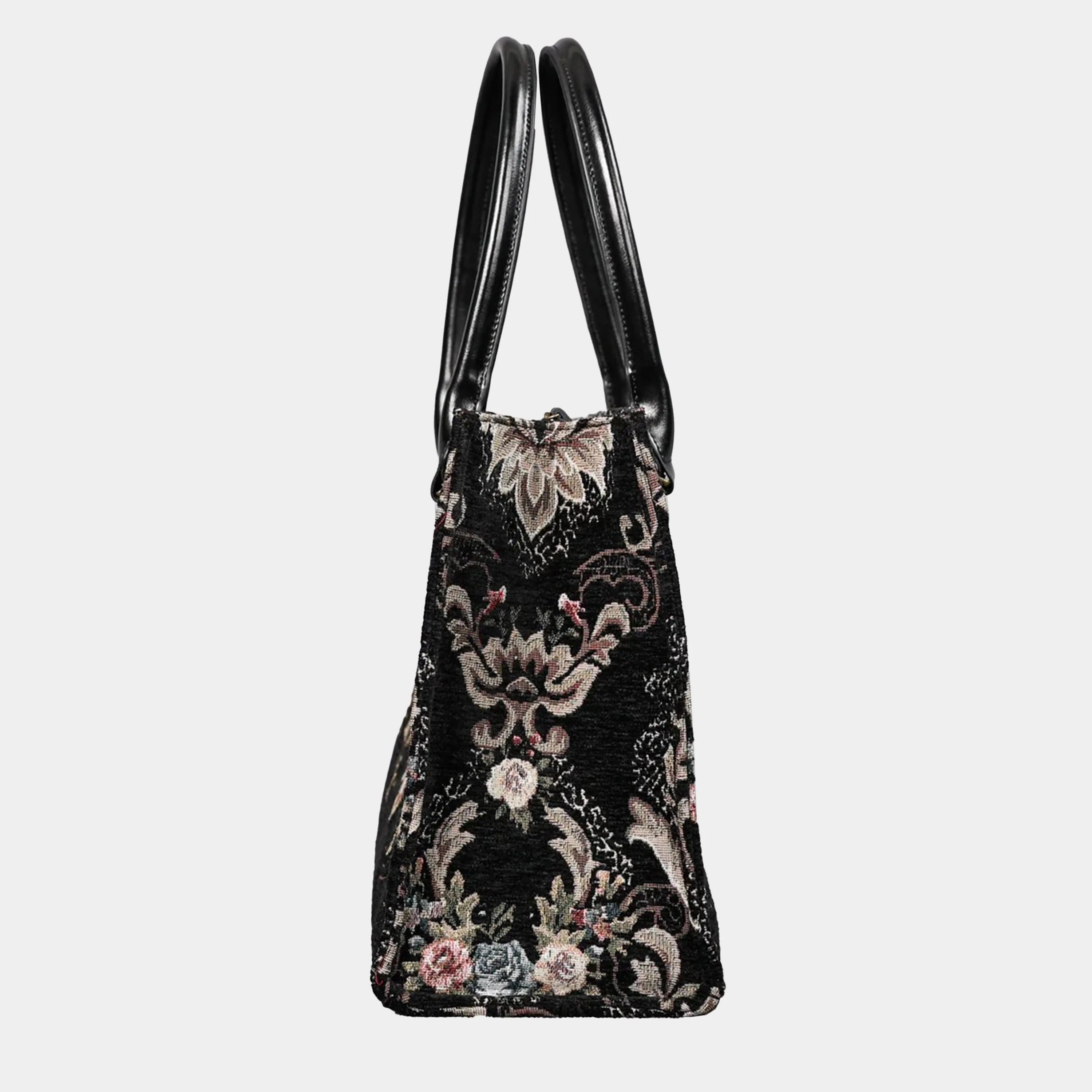 Floral Black Laptop Work Tote