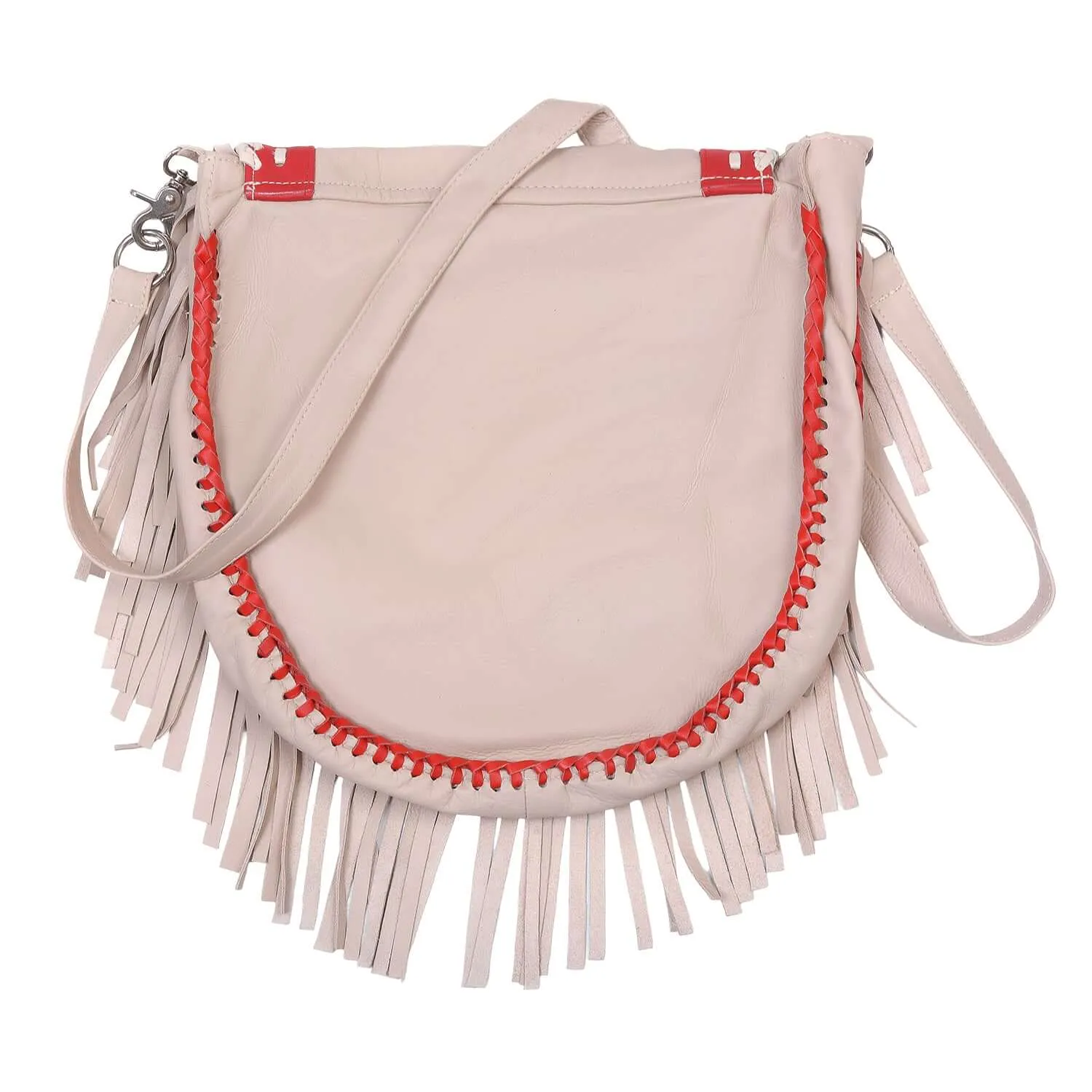 Fringe Purse Crossbody with Southwestern Embroidery - Leather Fringe Shoulder Bag for Women