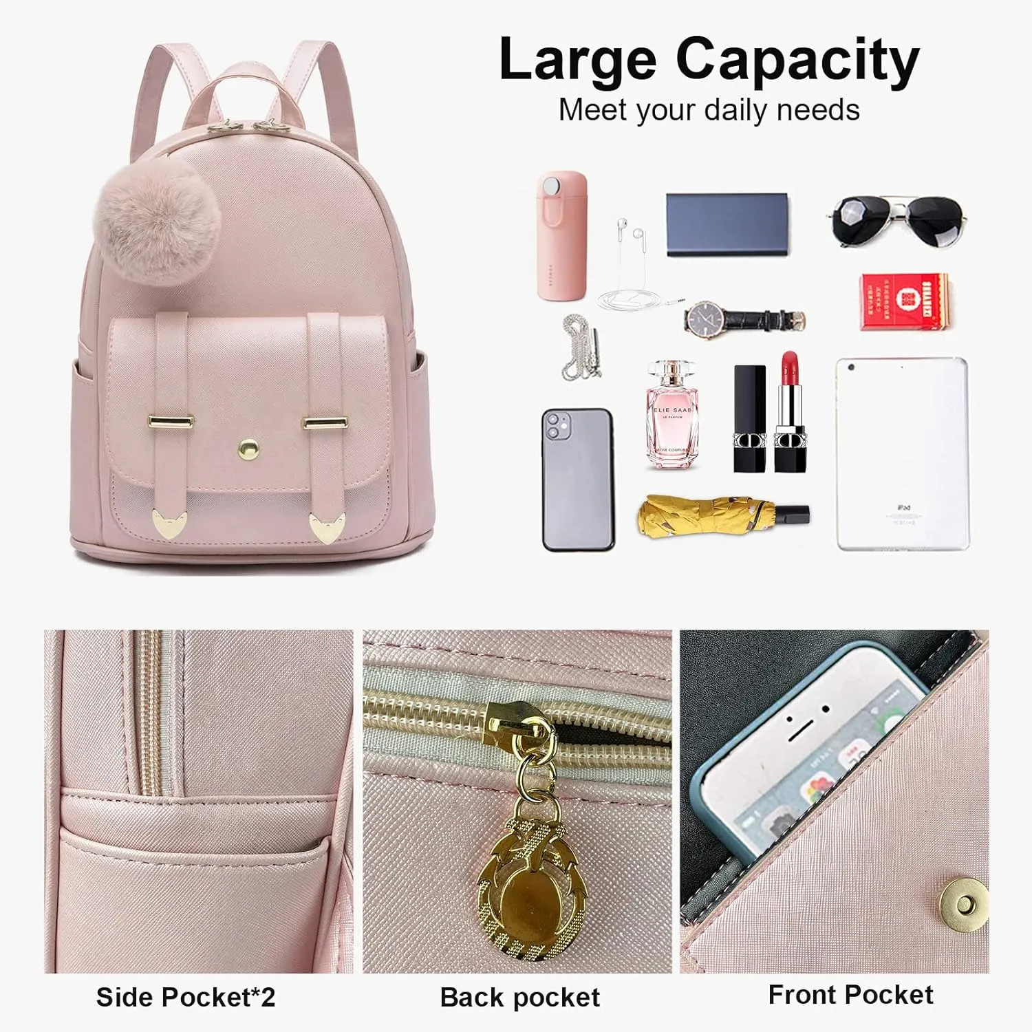 Girls Cute Mini Backpack Purse Kids Backpack Fashion School Bags PU Leather Casual Backpack for Teens Women