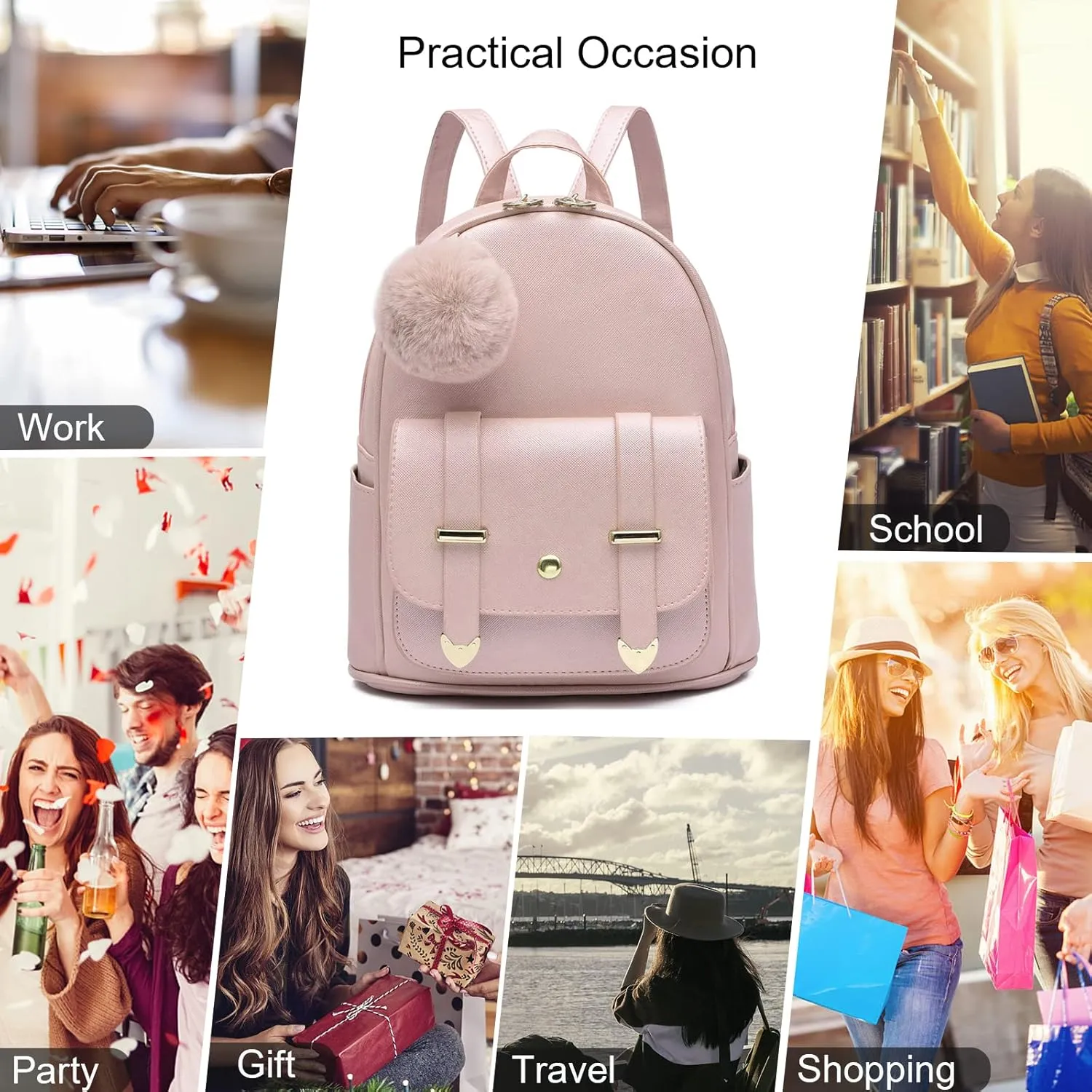 Girls Cute Mini Backpack Purse Kids Backpack Fashion School Bags PU Leather Casual Backpack for Teens Women