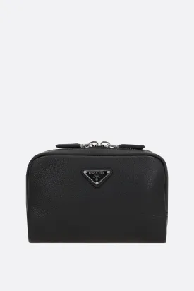 Grained Pattern Leather Crossbody Bag
