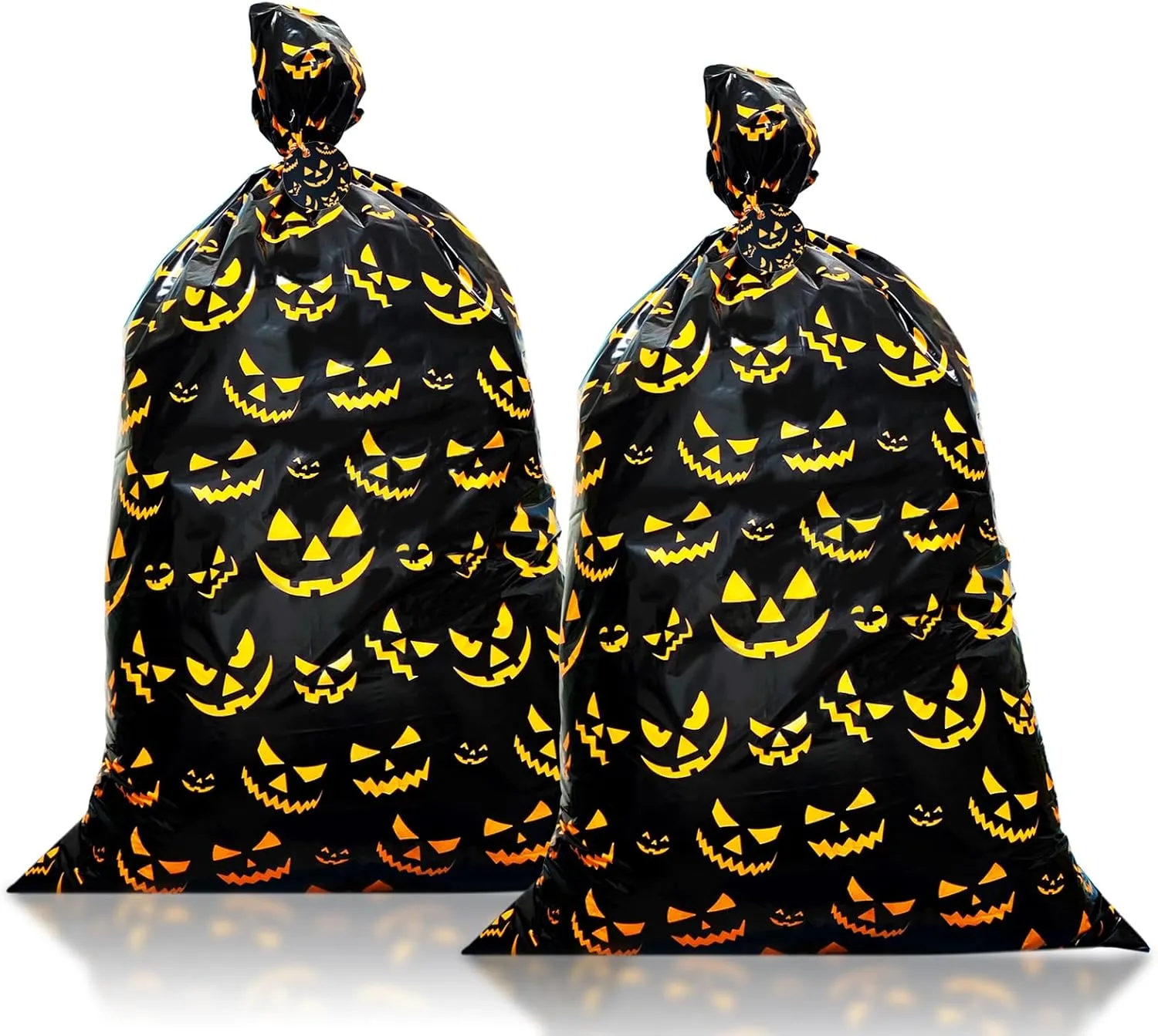 Halloween Extra Large Gift Bags Jumbo - Spooky Gift Bag for Big Presents - Black and Orange Giant Gift Bags Plastic - Jack-o-Lantern Lawn Leaf Garbage Trash Bags Huge - Over Size, 36 x 56 inches (2 pcs)