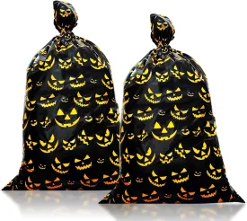Halloween Extra Large Gift Bags Jumbo - Spooky Gift Bag for Big Presents - Black and Orange Giant Gift Bags Plastic - Jack-o-Lantern Lawn Leaf Garbage Trash Bags Huge - Over Size, 36 x 56 inches (2 pcs)