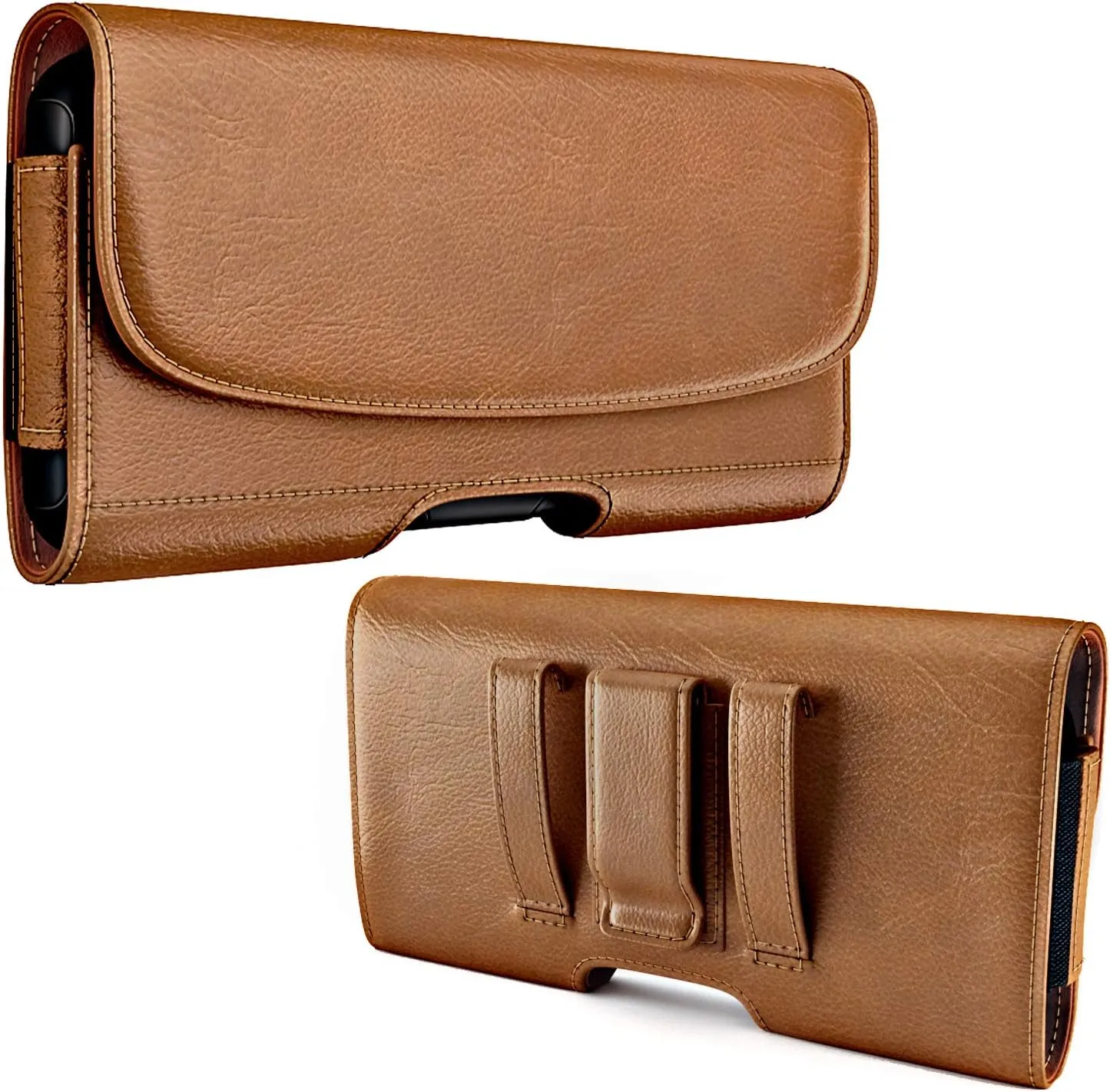Holster for Samsung Galaxy Ultra S25 S24 S23 S22 S21 Note 20, Google Pixel 8 9 Pro XL  Extra Large Cell Phone Belt Holder Case with Clip, ID Card Pouch - Brown