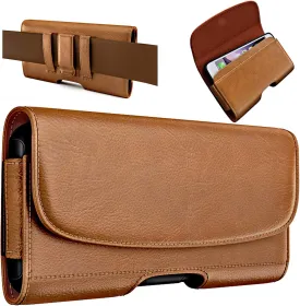 Holster for Samsung Galaxy Ultra S25 S24 S23 S22 S21 Note 20, Google Pixel 8 9 Pro XL  Extra Large Cell Phone Belt Holder Case with Clip, ID Card Pouch - Brown