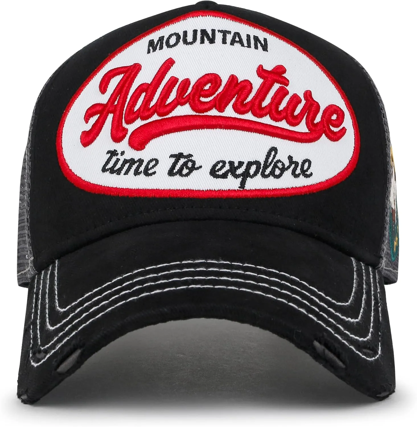 ililily Premium Road Trip Vintage Distressed Snapback Trucker Hat Baseball Cap