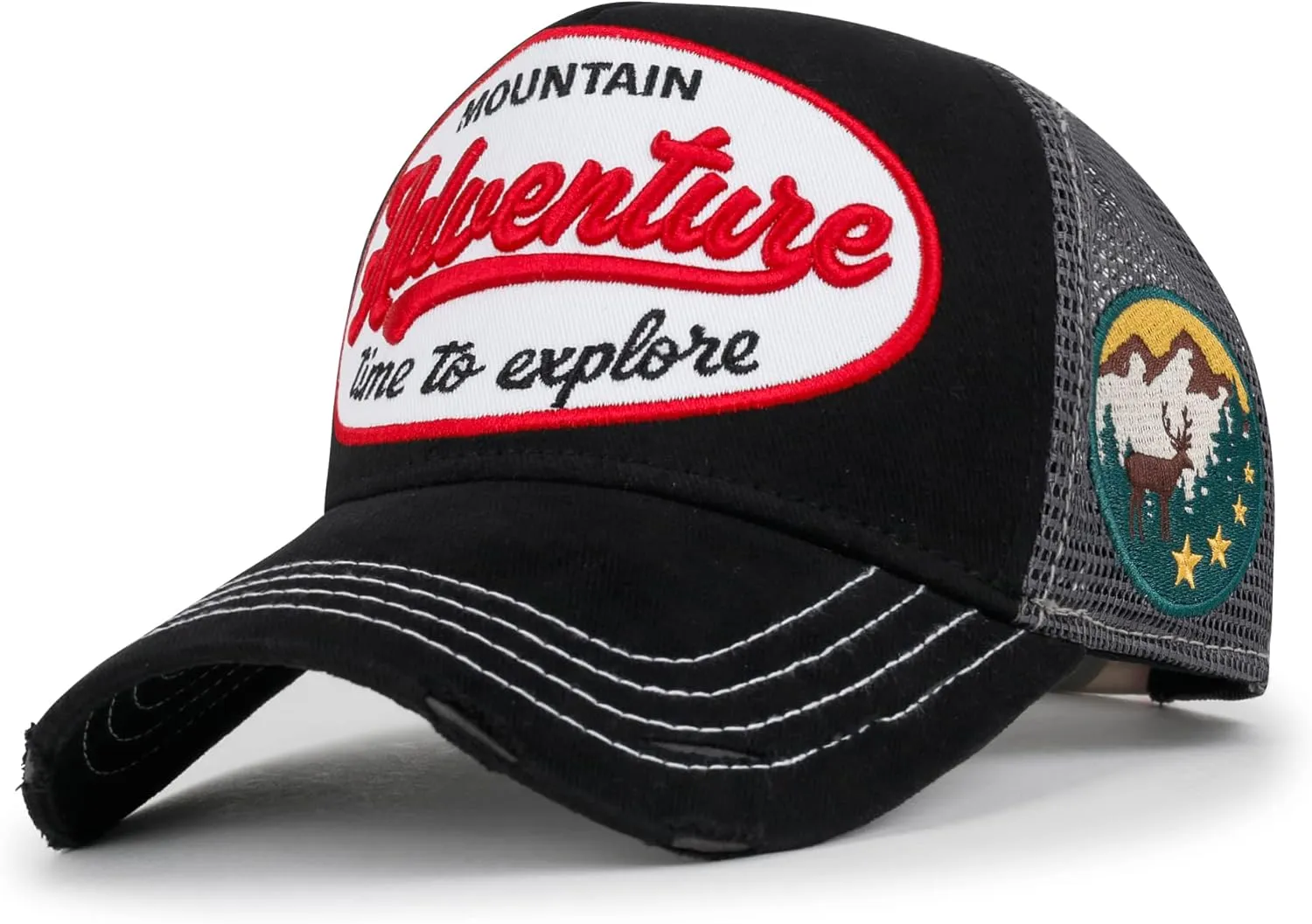 ililily Premium Road Trip Vintage Distressed Snapback Trucker Hat Baseball Cap
