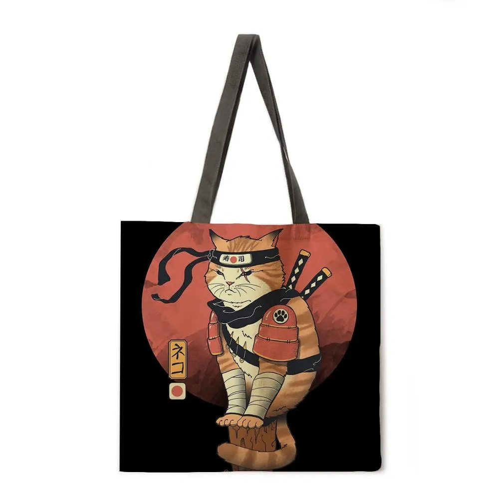 Japanese animal painting ladies casual tote bag ladies shoulder bag foldable shopping bag outdoor beach tote bag tote bag
