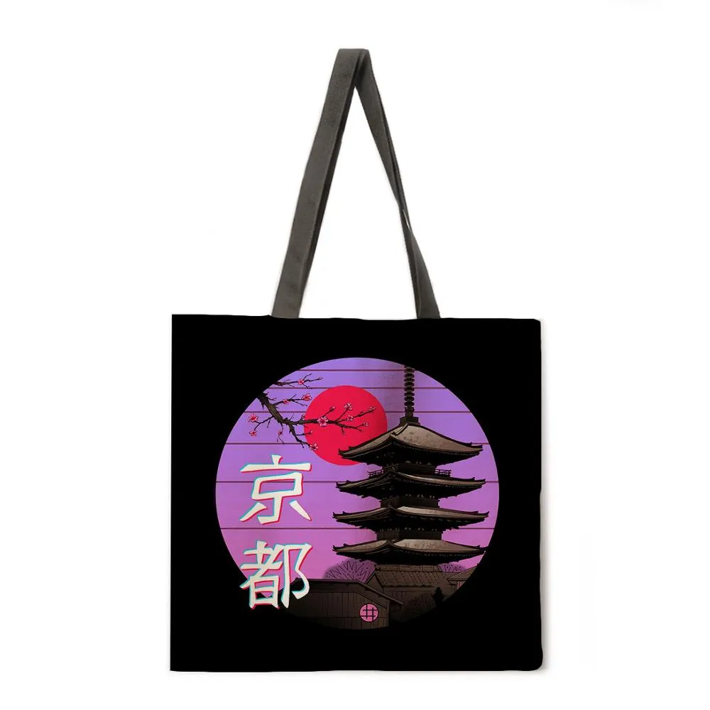 Japanese animal painting ladies casual tote bag ladies shoulder bag foldable shopping bag outdoor beach tote bag tote bag