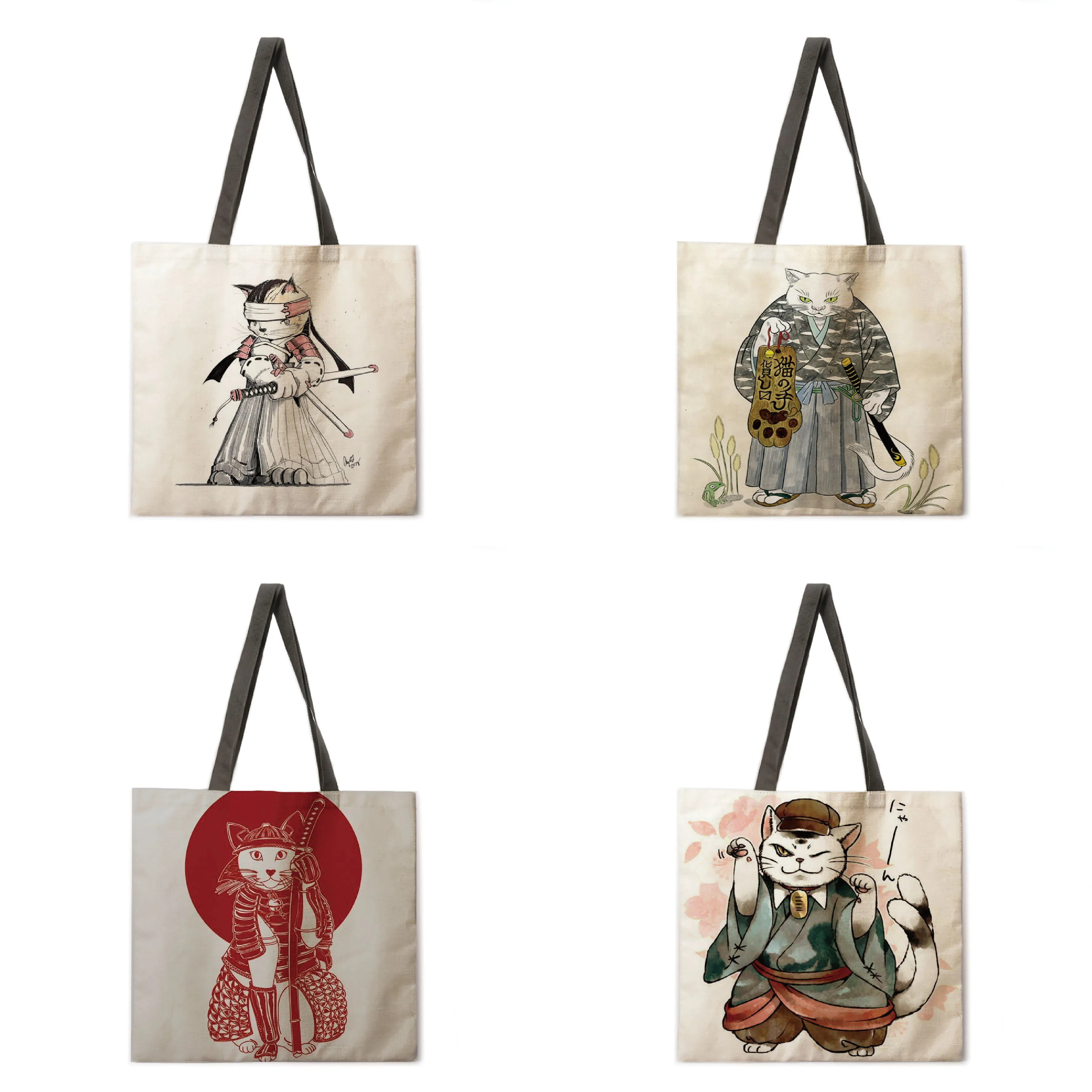 Japanese cat adult printed bag ladies casual tote bag ladies shoulder bag foldable shopping bag outdoor beach tote bag tote bag