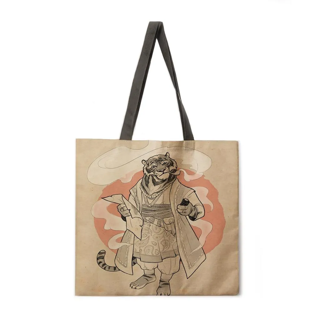 Japanese cat adult printed bag ladies casual tote bag ladies shoulder bag foldable shopping bag outdoor beach tote bag tote bag