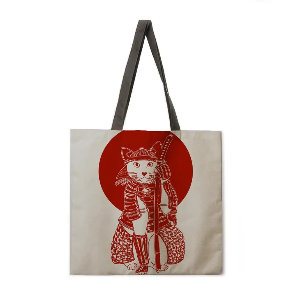 Japanese cat adult printed bag ladies casual tote bag ladies shoulder bag foldable shopping bag outdoor beach tote bag tote bag