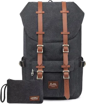 KAUKKO Travel Laptop Backpack, Outdoor Rucksack, Causal backpack Fits 15.6"(Canvas Black2pc)