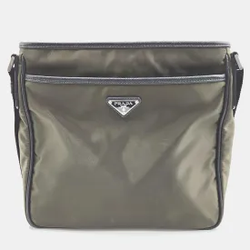 Khaki Nylon Messenger Bag