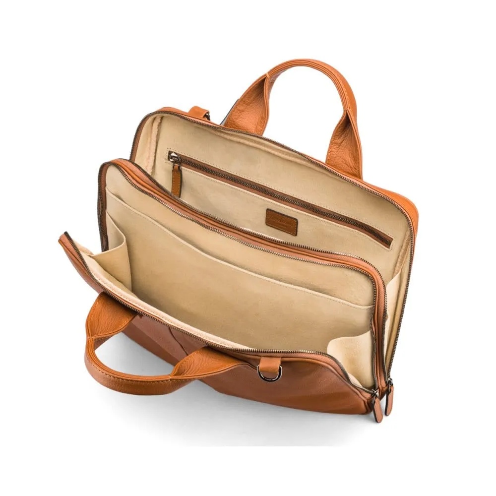 Kingston Leather 13” Laptop Briefcase - Tan