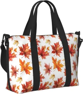 Laptop Tote Bag for Women Work - Vintage Maple Leaf Print Overnight Weekender Bags for Women Travel, Gym Duffle Bag for Men, Personal Item Crossbody Travel Bags for Men Carry On