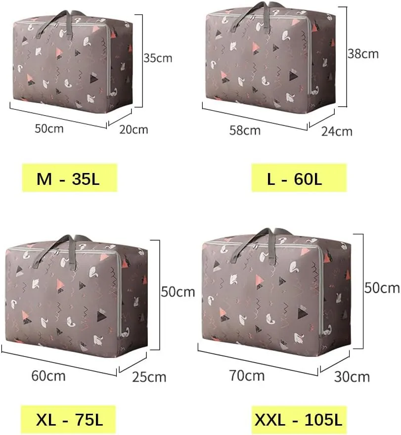 Large Capacity Luggage Bag,Waterproof Heavy-Duty Oxford Cloth Storage Totes Sapce Saving Packing Bag for Moving Travelling Storage Clothes (Black grid,M-50x35x20cm)