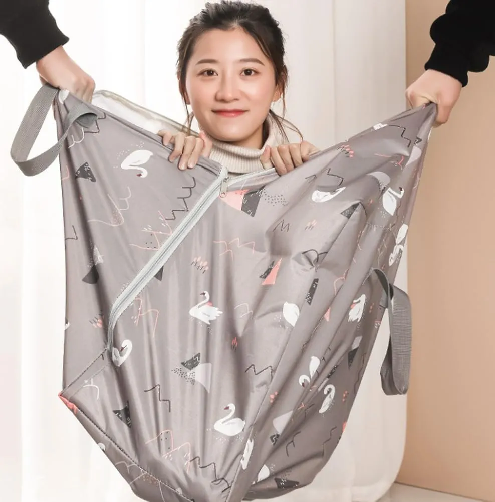 Large Capacity Luggage Bag,Waterproof Heavy-Duty Oxford Cloth Storage Totes Sapce Saving Packing Bag for Moving Travelling Storage Clothes (Black grid,M-50x35x20cm)